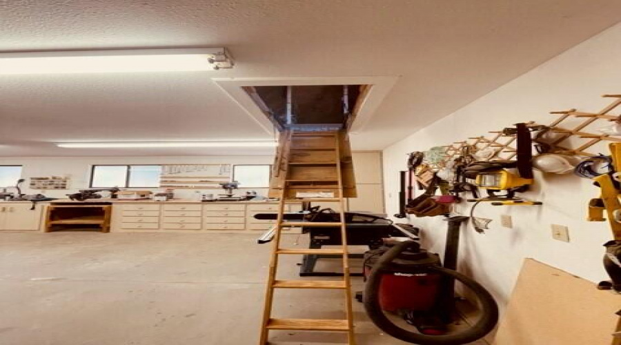 large storage area in detached garage