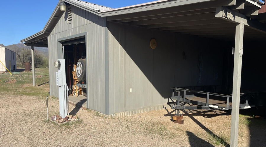 Garage with attached carports