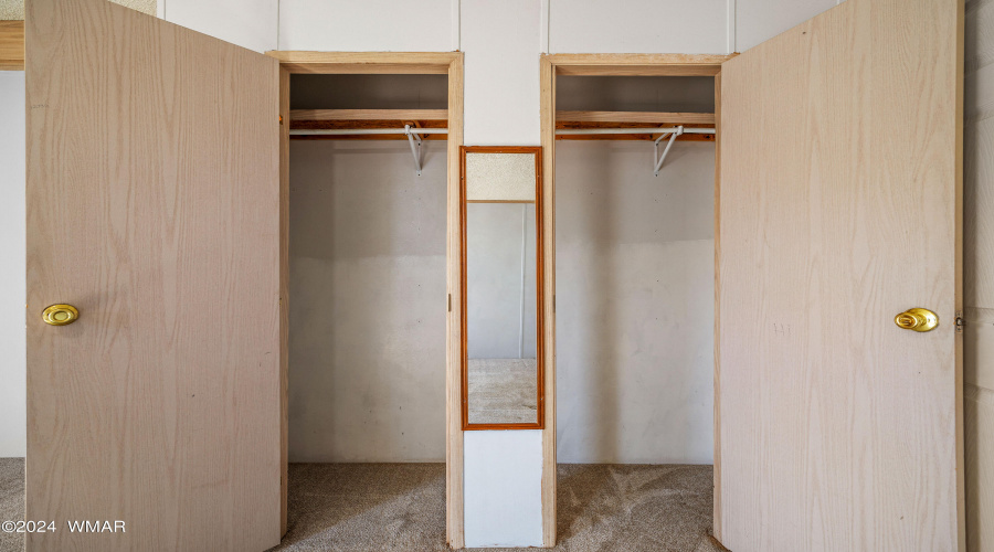Double closets in primary bedroom