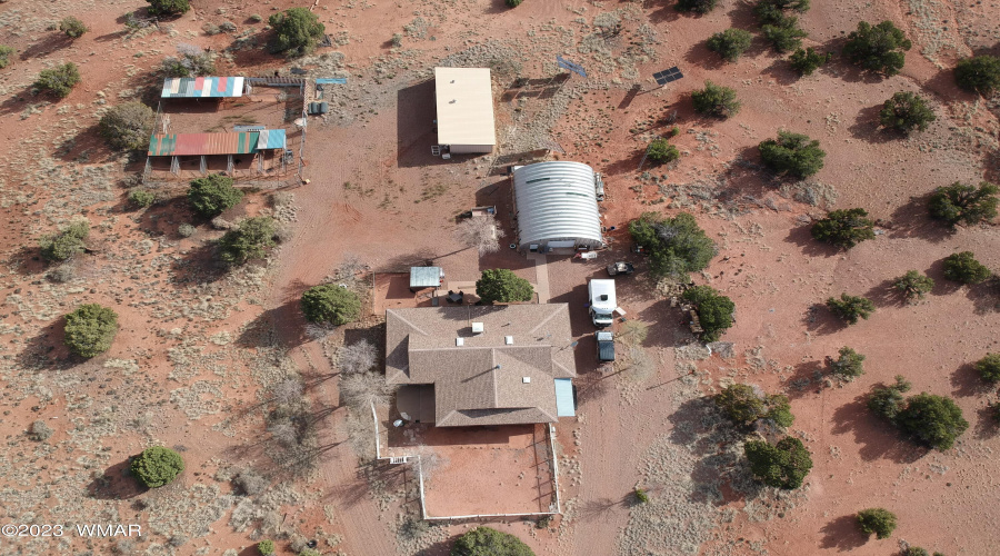 Aerial view #2 of house and structures.