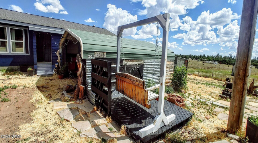 Patio swing & fire pit