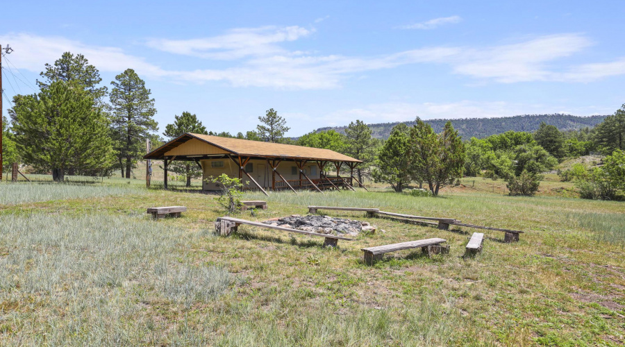 firepit and bunkhouse