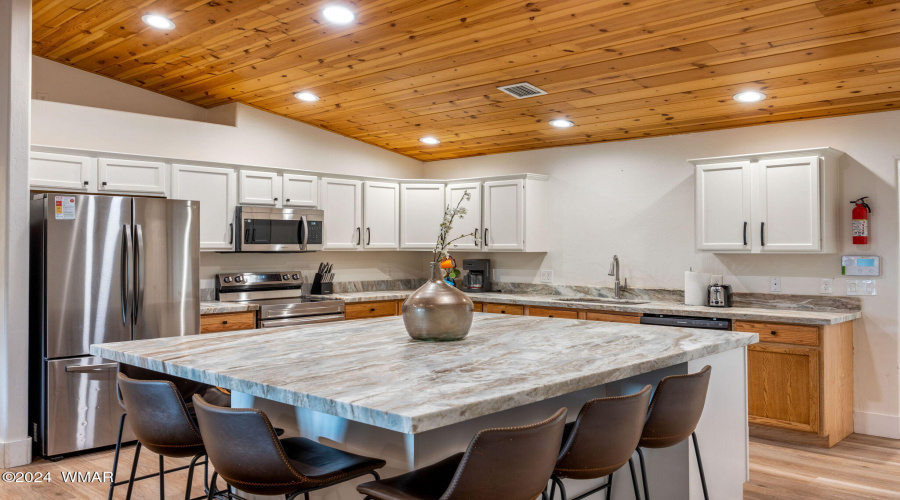 Large granite kitchen bar