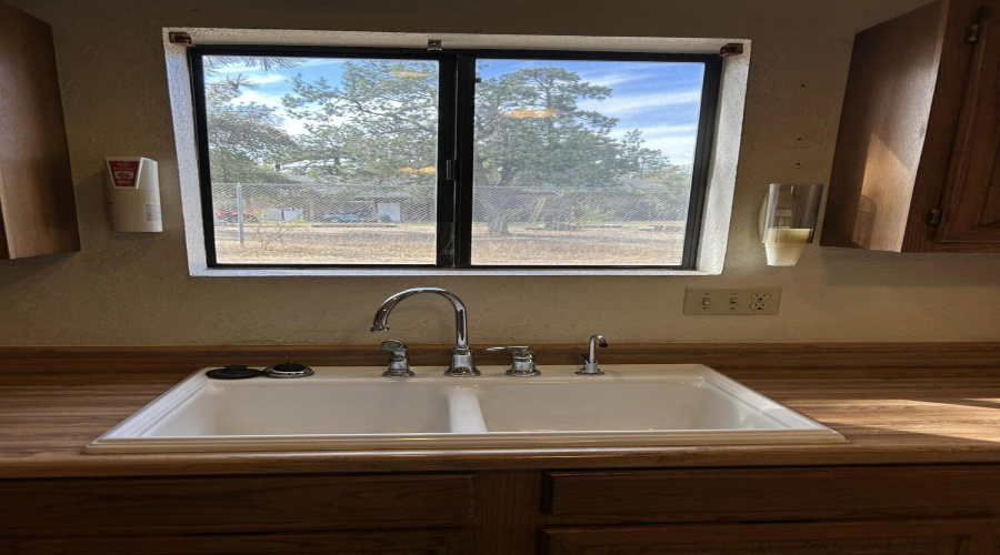 kitchen sink and window looking west