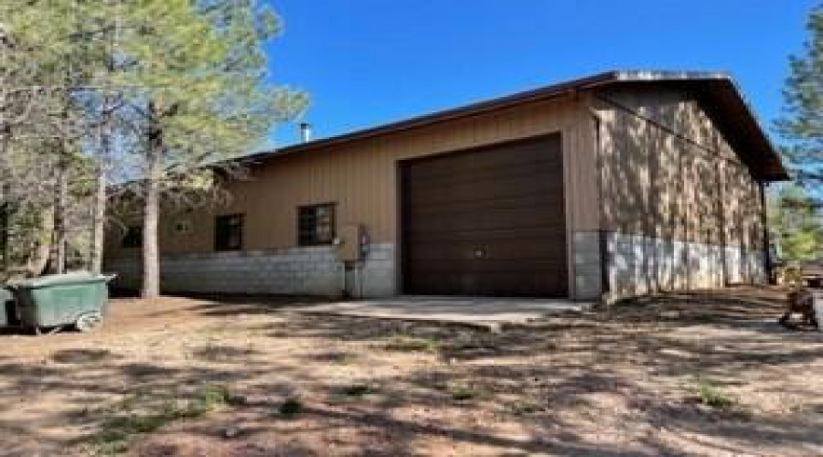 back of garage with oversized rive thru