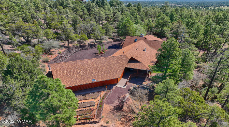 Aerial View of House with Gardens