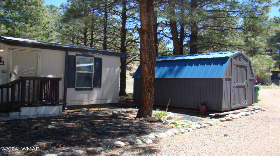 Storage shed on property