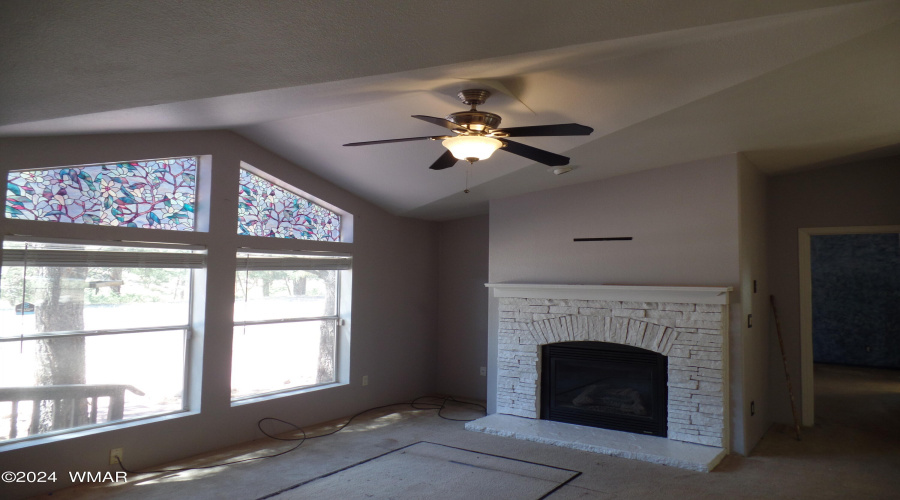 Ceiling fan & fireplace