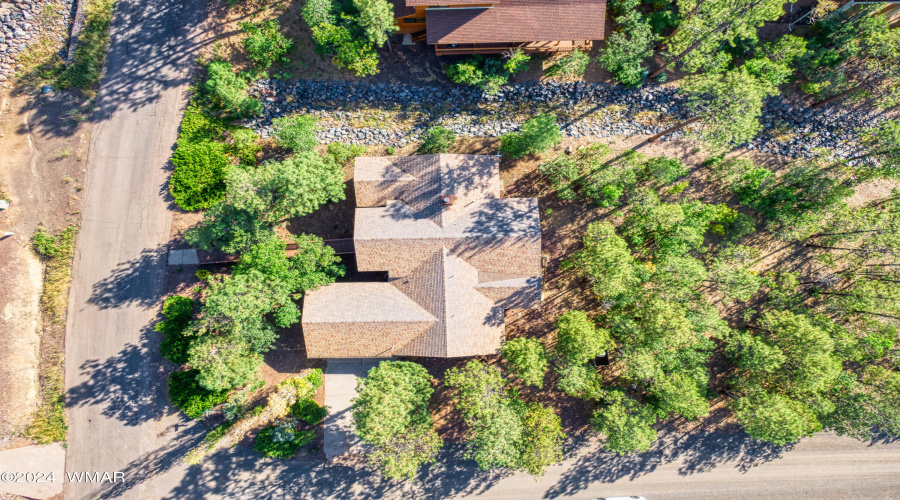 Aerial - Heavily Treed Corner Lot