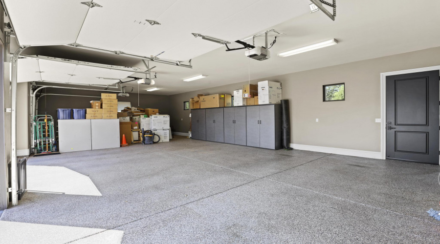 Garage with Built in Cabinets