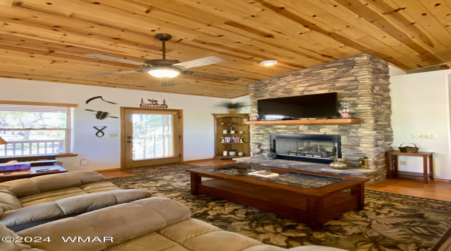 Stacked Stone Fireplace