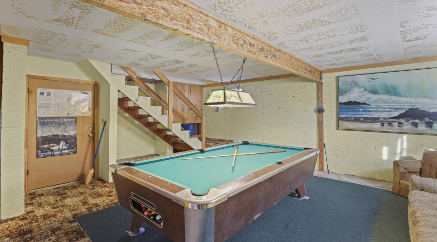 Basement Stairs and Pool Table