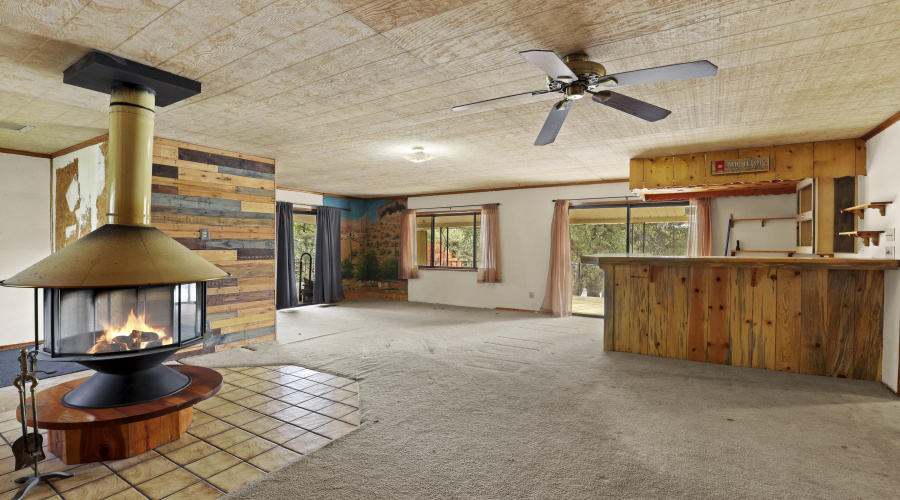 Living Room w Bar and Fireplace