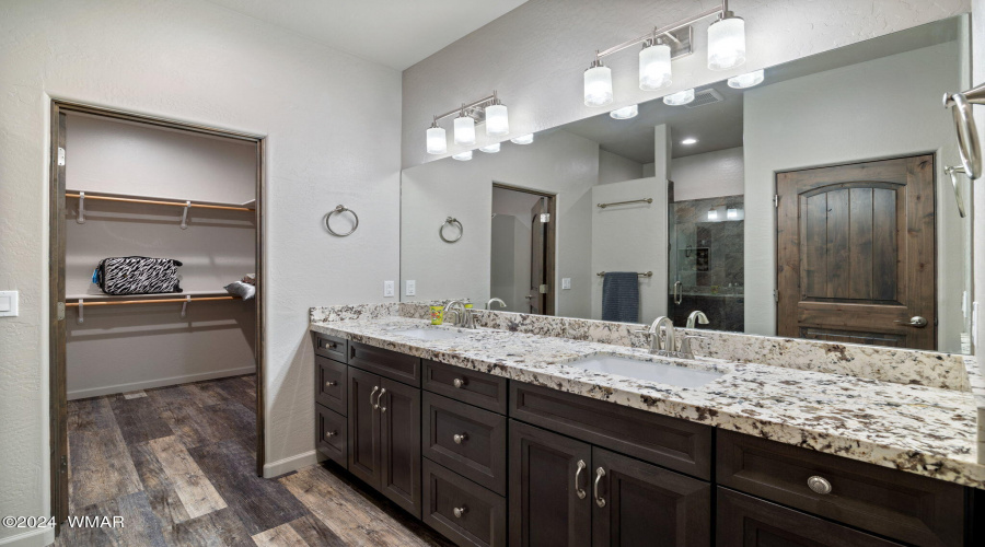 Primary bath with dual vanities