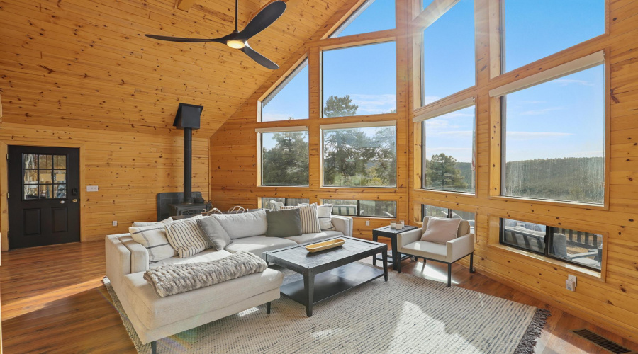 Living room with woodburning stove