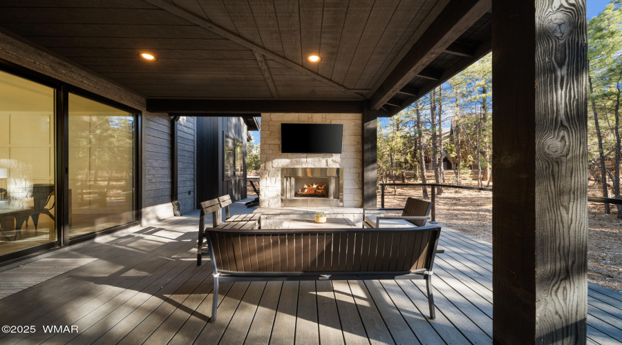 Back Covered Deck With Gas Fireplace