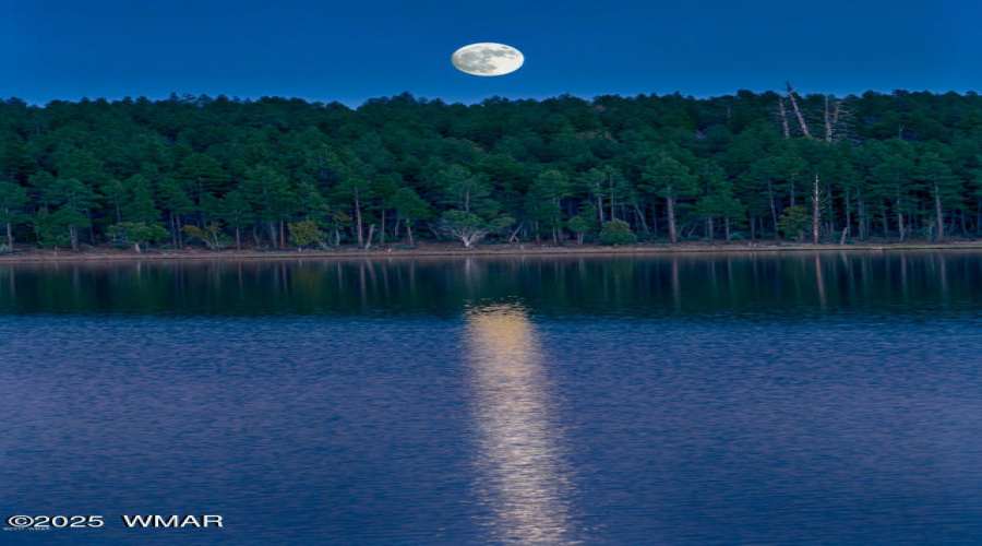 Beautiful full moon with lake reflection