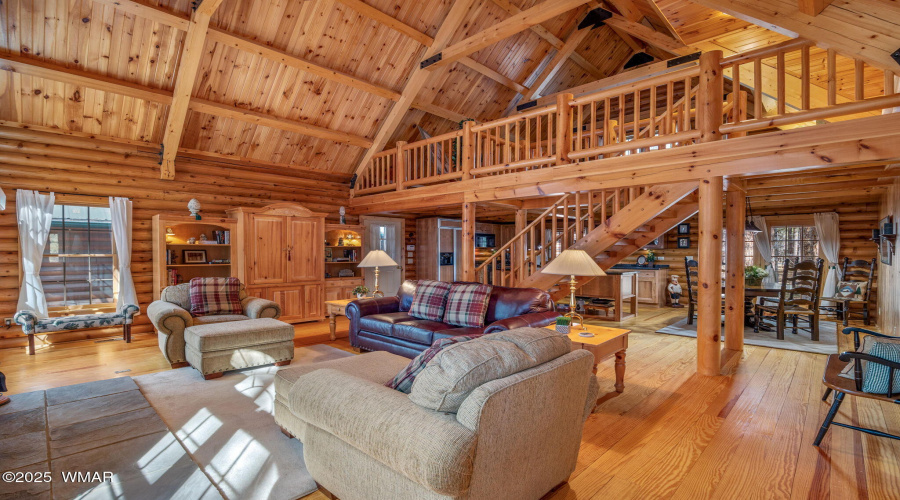 Great Room into Loft and Kitchen