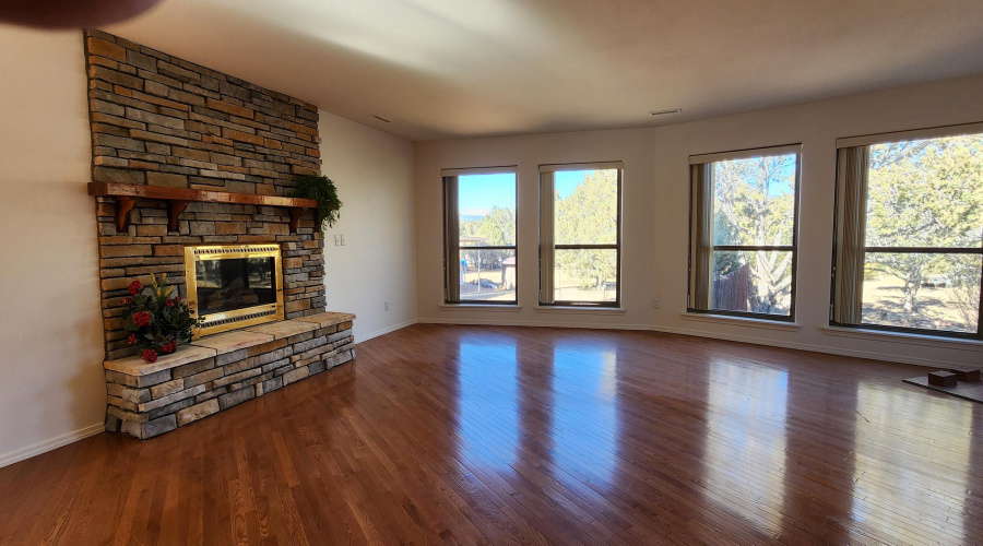 Gas Fireplace & Floor to ceiling Windows