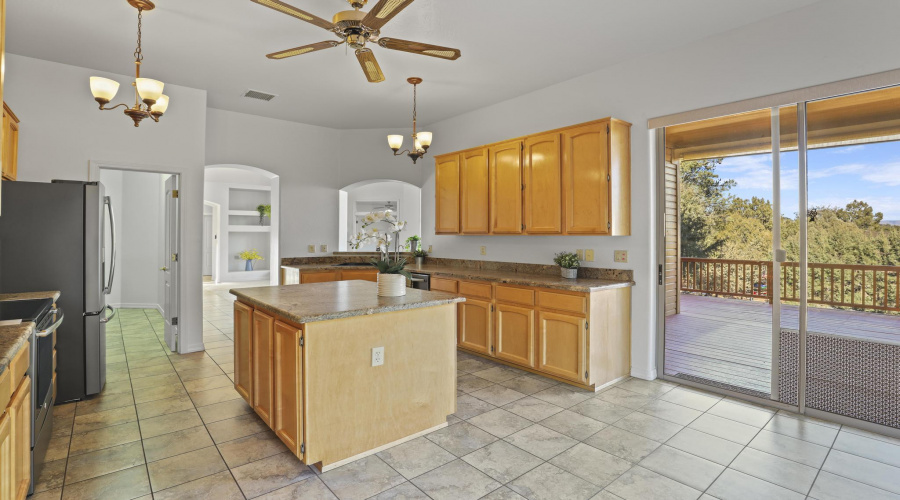 Kitchen Island and  Covered Deck Access