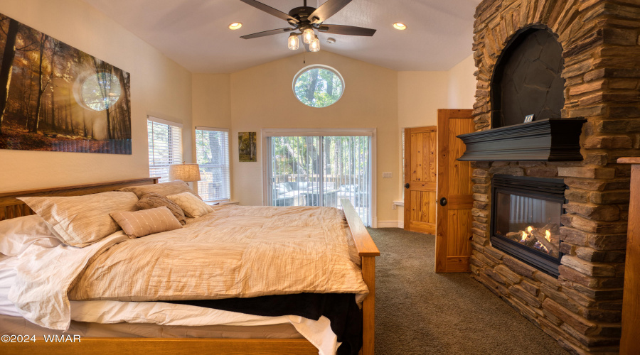 Fireplace in primary bedroom