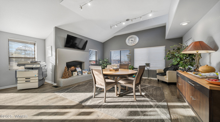 Entry Reception with Fireplace