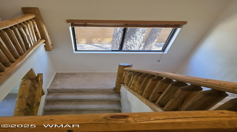 stairs pine railing