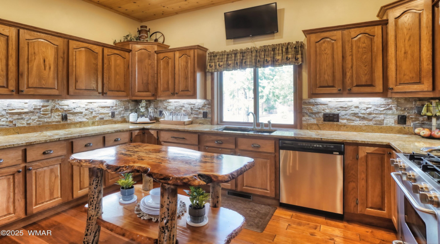 kitchen and island