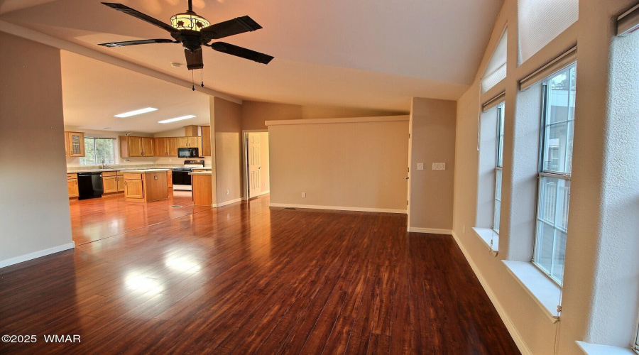 Living Room with Kitchen view