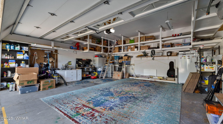 Garage with Ample Storage Shelves