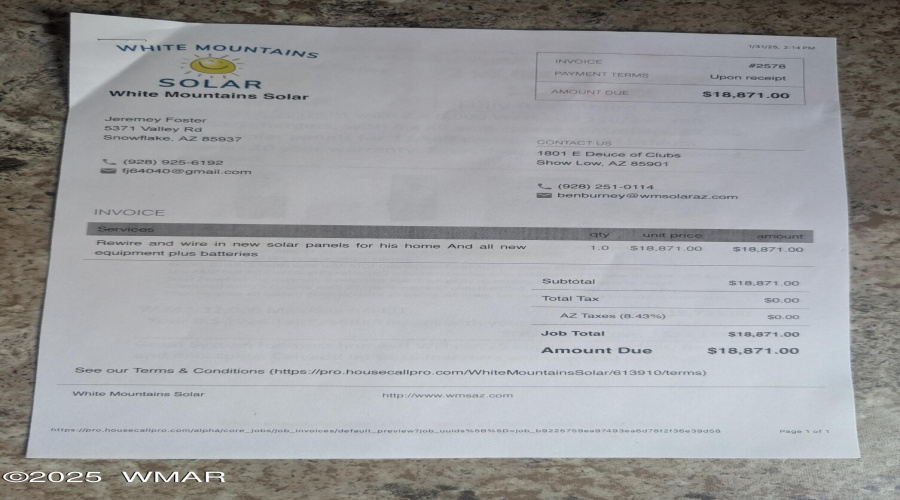 5371 Valley Road invoice