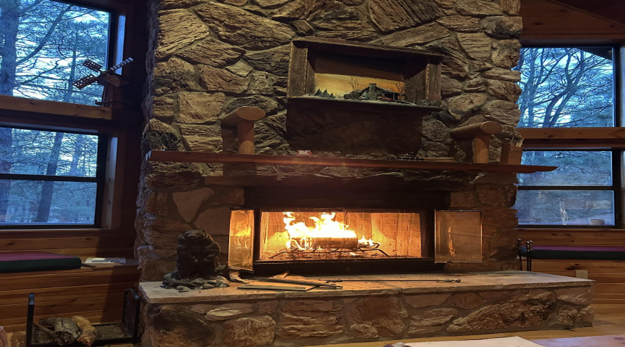 Beautiful wood fireplace