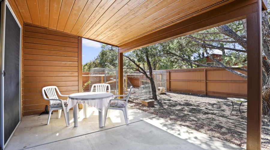 Fully fenced backyard\