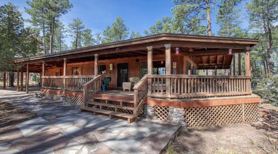 front view of covered deck