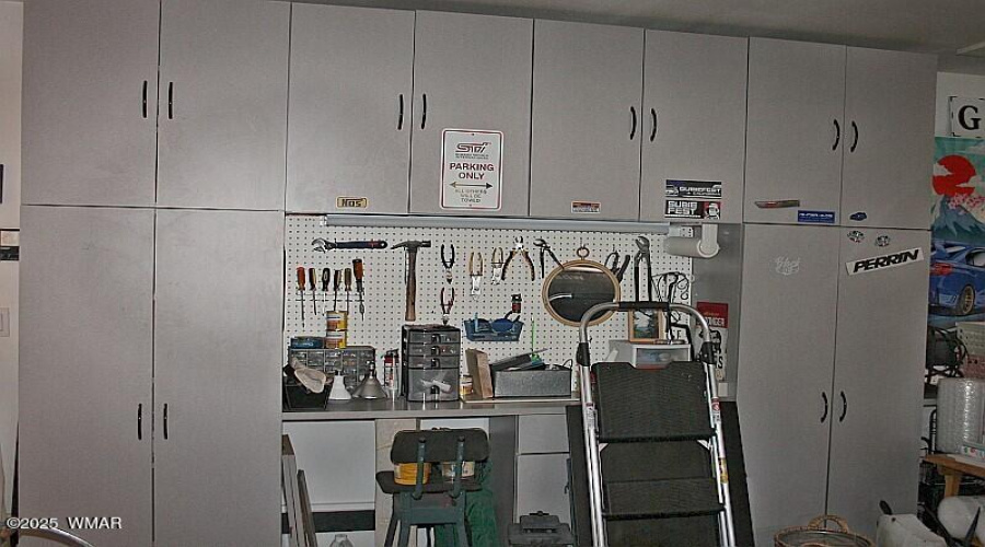 Cabinets and Workbench in Garage