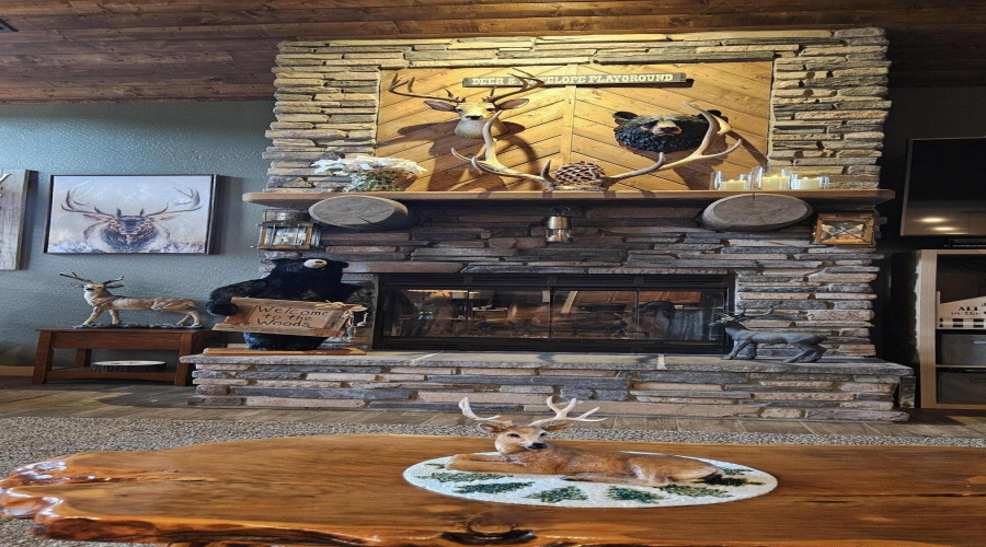 ROCK WOOD BURNING FIREPLACE