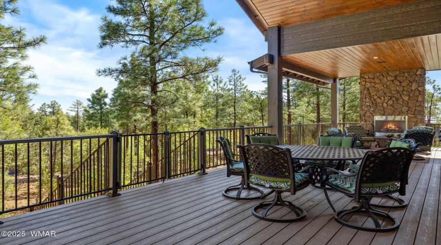 Spacious Back Deck with Fireplace