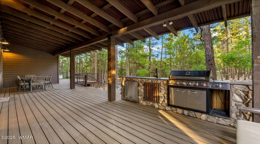 Outdoor Kitchen with a forest view