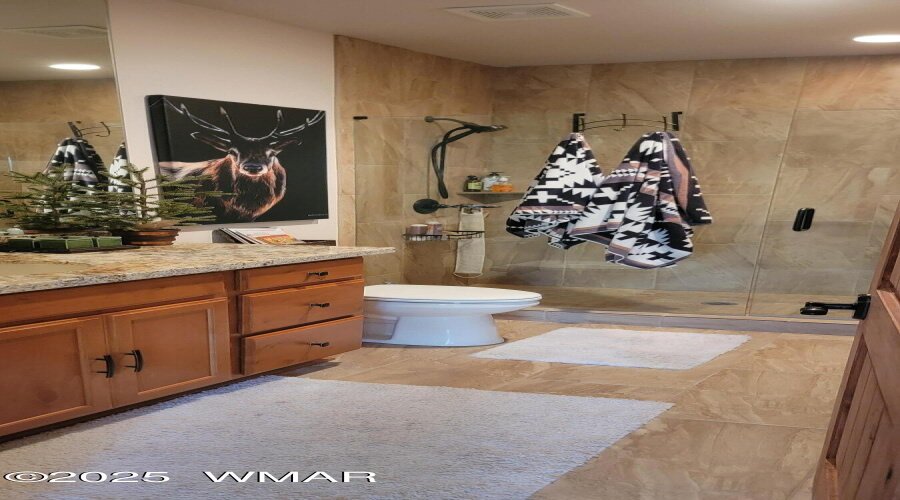 Master bath 1 with walking shower glass