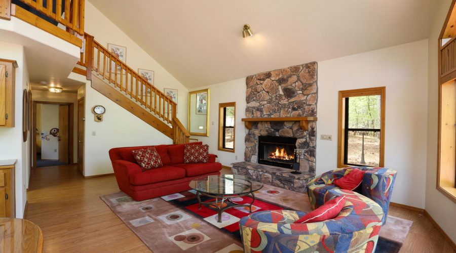 Cozy wood fireplace