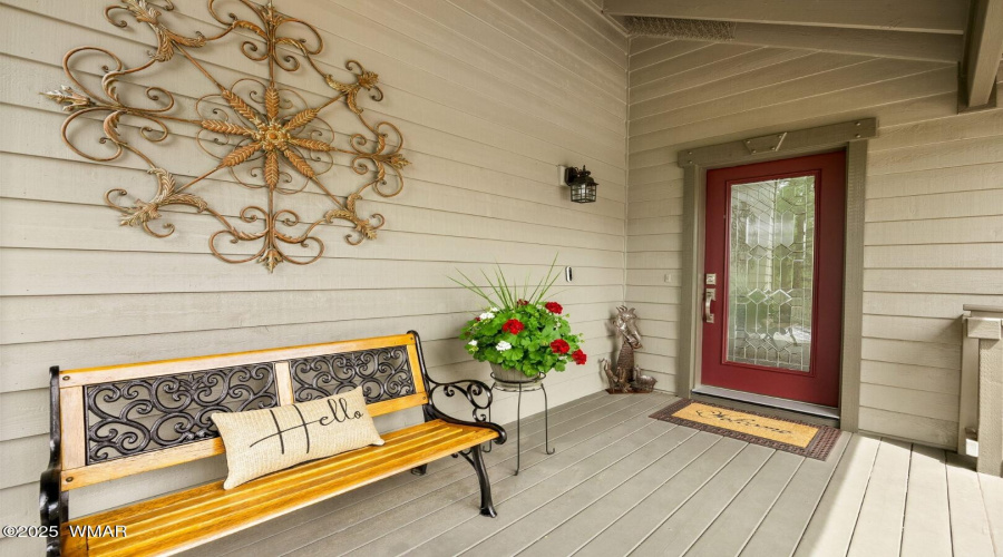 Covered front deck additional view