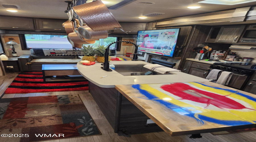 Custom fold down countertops.