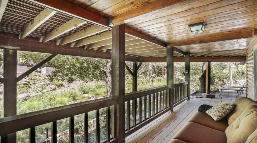 Covered Deck with Creek view