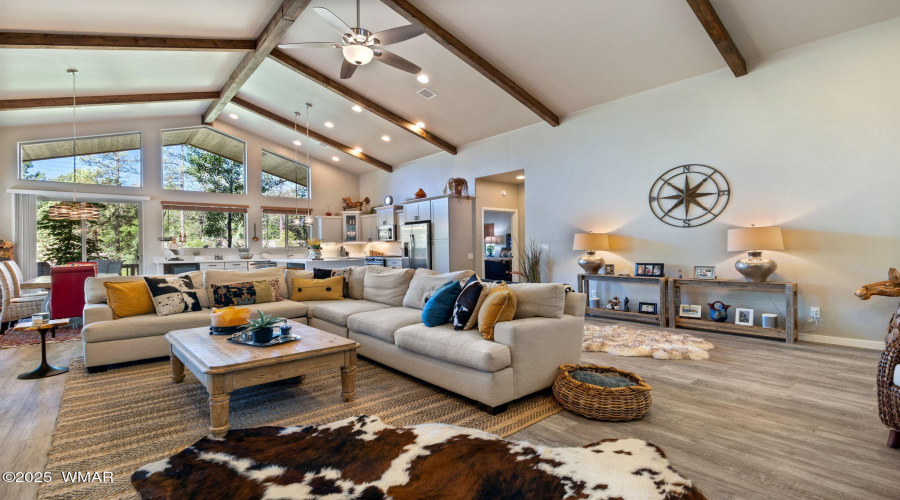 Great Room w/Handcrafted Beams