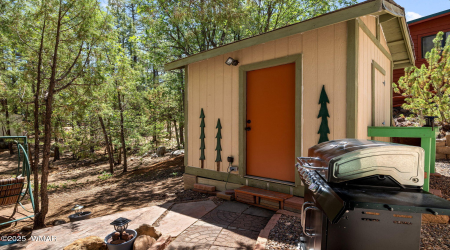 Shed with freezer inside