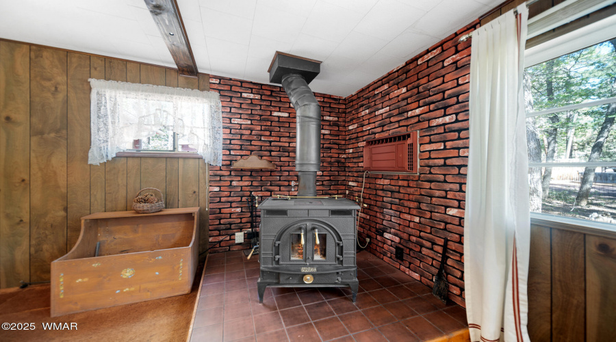 S woodstove in living room
