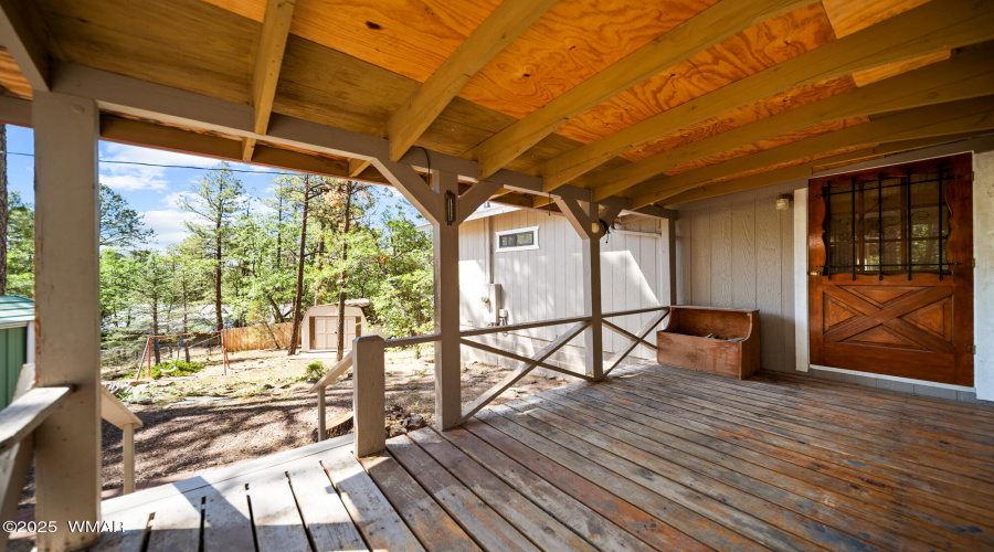 S covered deck door to master bedroom ar