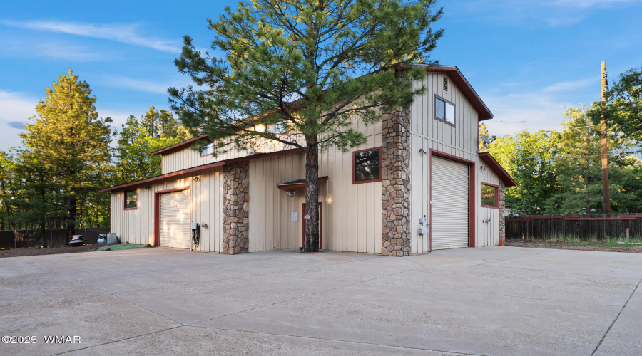 F side view of workshop and bunkhouse