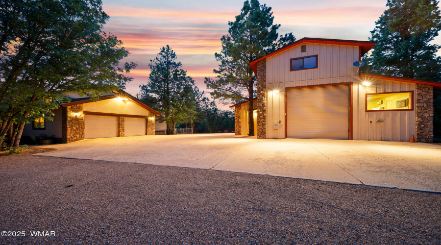 F twilight view garage and work shop