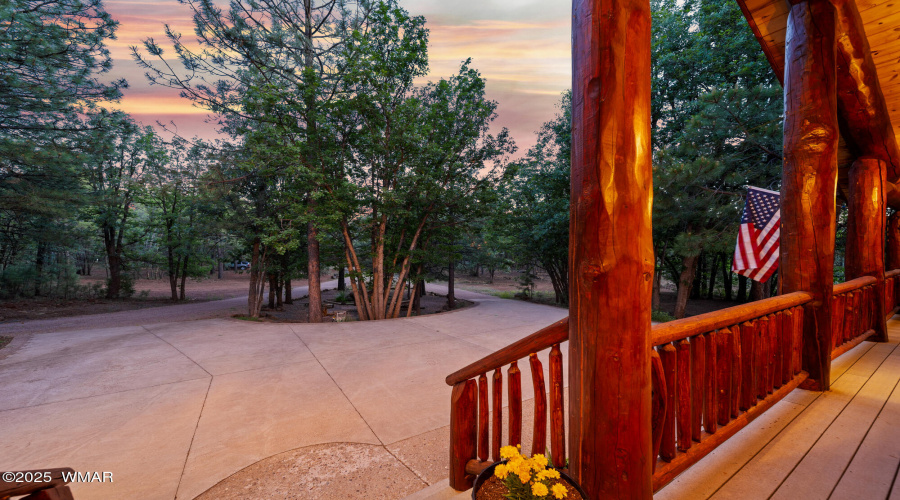 F driveway twilight view